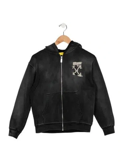 Pre-owned Off-white Kids Graffiti Zip-up Hoodie In Grey