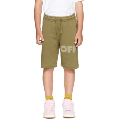 Off-white Kids Khaki Garment Dyed Sweat Shorts In Green