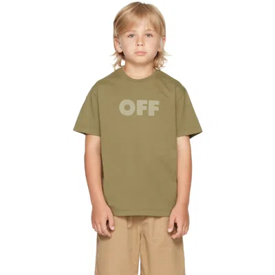 Off-white Kids Khaki Garment Dyed T-shirt In Green