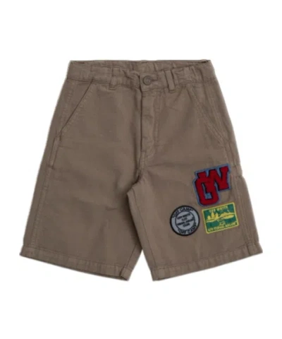 Off-white Kids Logo Patch Shorts In Brown