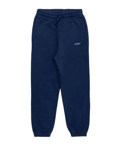 Off-white Kids Logo Printed Drawstring Pants In Blue