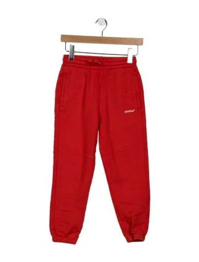 Pre-owned Off-white Kids Logo-print Drawstring Track Pants In Red