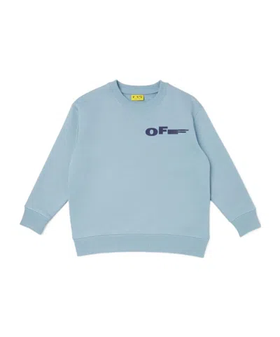 Off-white Kids Logo-printed Crewneck Sweatshirt In Blue