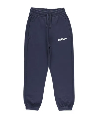 Off-white Kids Logo-printed Drawstring Joggers In Blue