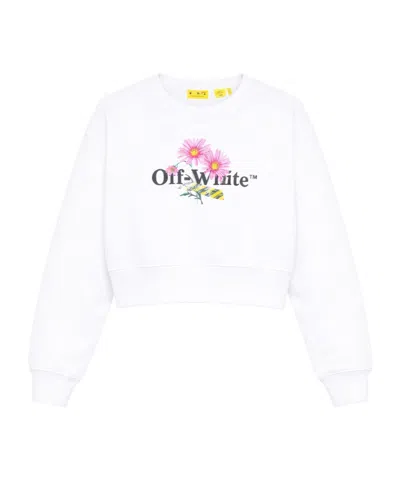 Off-white Kids Long Sleeve Crewneck Sweatshirt In Gray