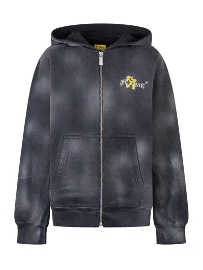 Off-white Kids Mini Sweatshirt With Zip And Paint Arrow Design In Multi