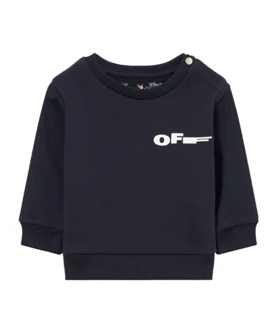 Off-white Kids Printed Crewneck Sweatshirt In Blue