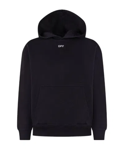 Off-white Long-sleeved Hooded Sweatshirt In Black