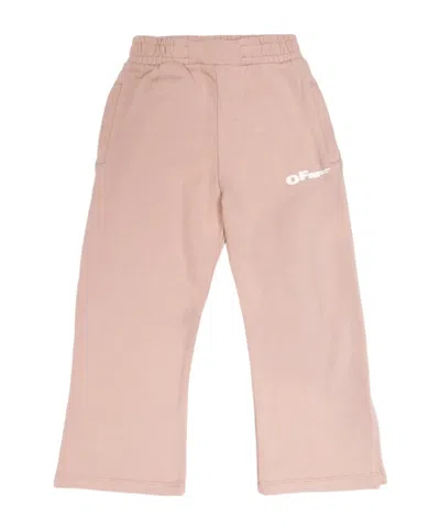 Off-white Kids Slit-detail Logo Printed Trousers In Pink