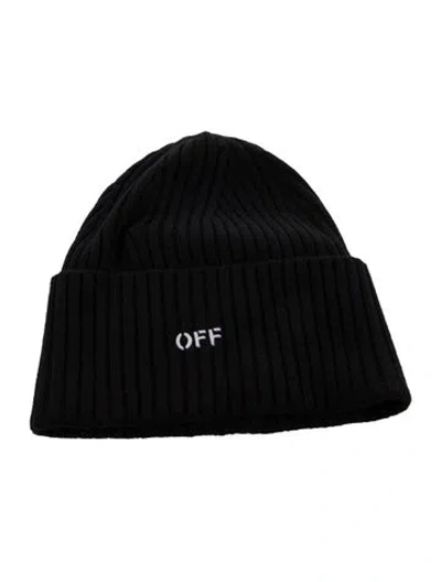 Pre-owned Off-white Knit Beanie In Black
