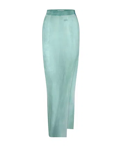 Off-white Knit Maxi Skirt In Blue