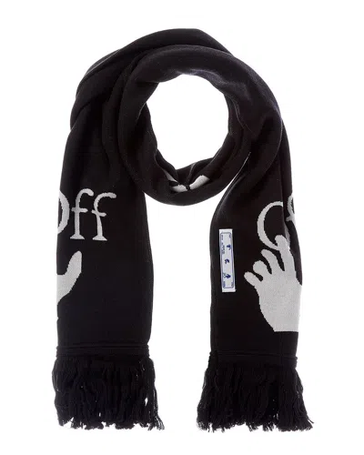 Off-white Knit Wool-blend Scarf In Black