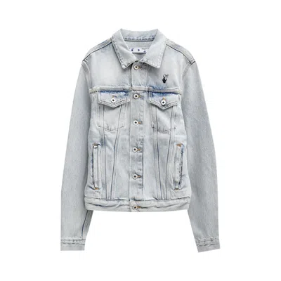 Pre-owned Off-white La Gioconda Slim Denim Jacket 'bleach/white' | Blue | Men's Size Xl