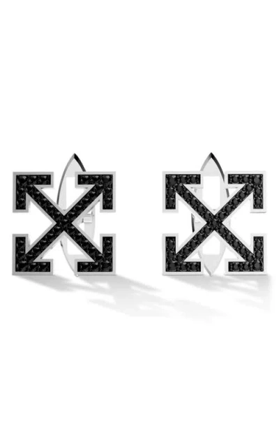 Off-white Lab Grown Black Diamond Arrow Cuff Links In Transparent