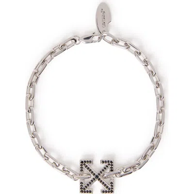 Off-white Lab Grown Diamond Arrow Chain Bracelet In Metallic