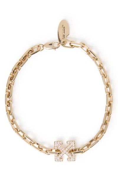 Off-white Lab Grown Diamond Arrow Chain Bracelet In Gold