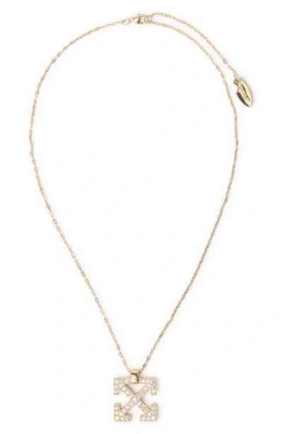 Off-white Lab Grown Diamond Pavé Arrow Pendant Necklace In Yellow Gold