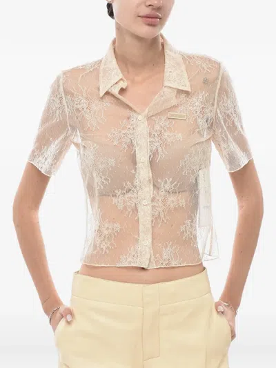 Off-white Lace Bowling Shirt Romantic In White