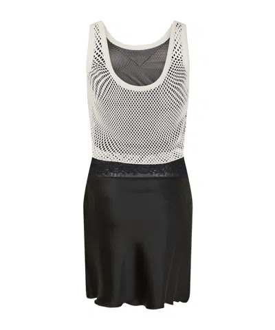 Off-white Lace Fishnet Dress In Black