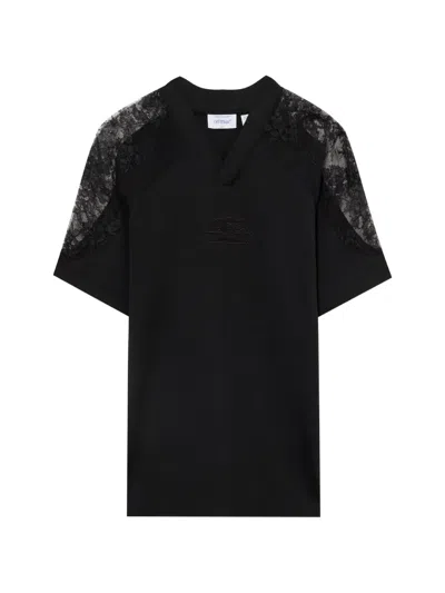 Off-white Lace Insert Soccer Dress In Black