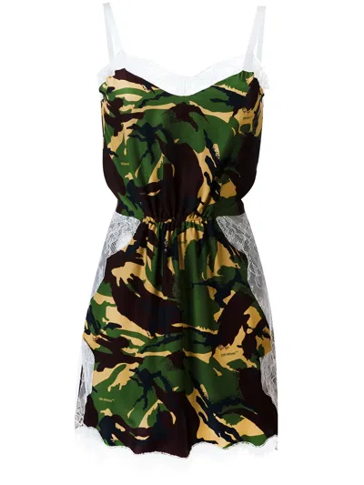 Off-white Lace Trim Cinched Top In Green