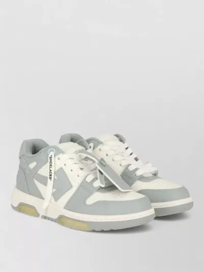 Off-white Lace Up Leather Sneakers Rubber Sole In Multi