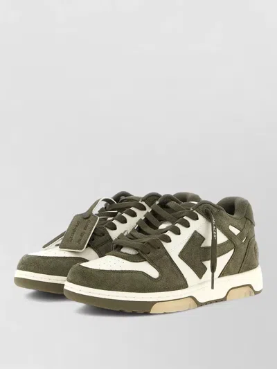 Off-white Lace Up Sneakers Suede Leather Rubber Sole In Green