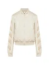 Off-white Lace-insert Satin Bomber Jacket In Neutral