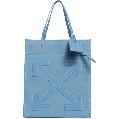 Off-white Large Boxy Denim Tote Bag In Blue