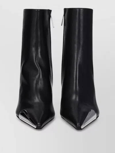 Off-white Leather Ankle Boots In Black