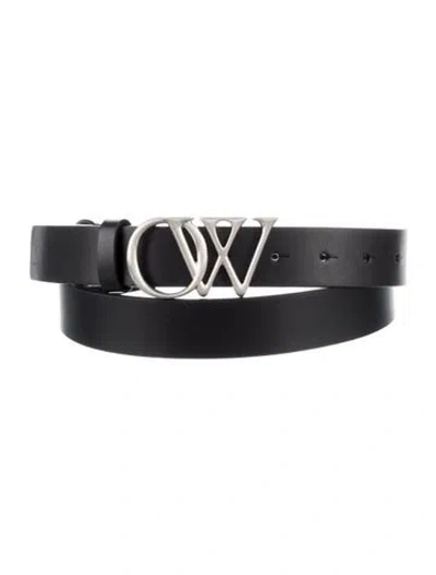 Pre-owned Off-white Leather Belt In Black