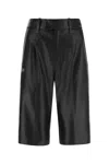 Off-white Leather Bermuda Shorts In Black