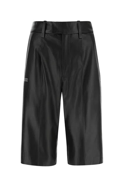 Off-white Leather Bermuda Shorts In Black