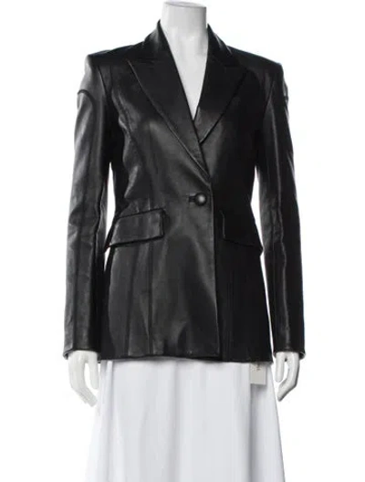 Pre-owned Off-white Leather Blazer In Black