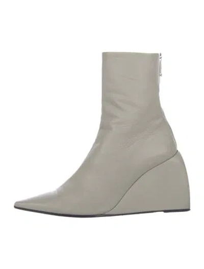 Pre-owned Off-white Leather Boots In Gray