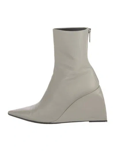 Pre-owned Off-white Leather Boots In Grey