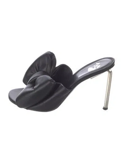 Pre-owned Off-white Leather Bow Accents Sandals In Black