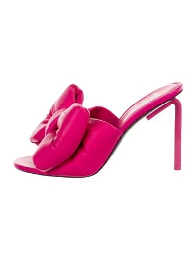 Pre-owned Off-white Leather Bow Accents Slides In Pink