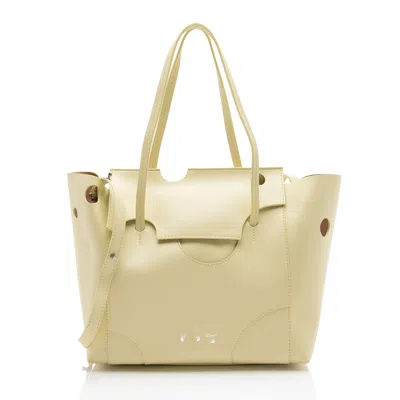 Off-white Leather Burrow 38 Tote In Yellow