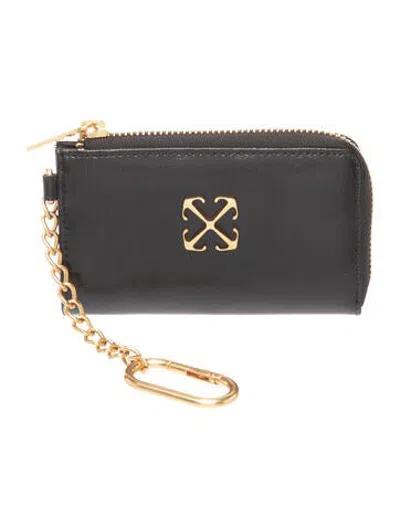 Pre-owned Off-white Leather Card Holder In Black