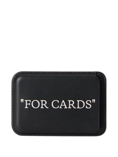 Off-white Leather Cardholder In Black