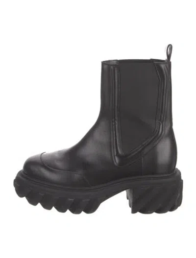 Pre-owned Off-white Leather Chelsea Boots In Black