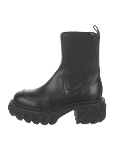 Pre-owned Off-white Leather Chelsea Boots In Black