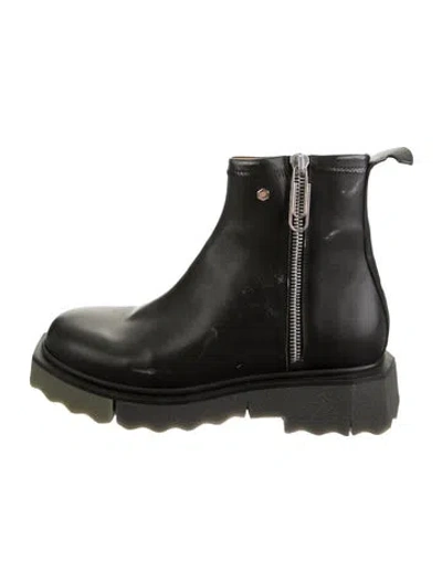 Pre-owned Off-white Leather Chelsea Boots In Black