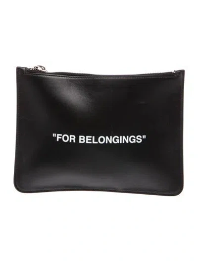 Pre-owned Off-white Leather Clutch In Black
