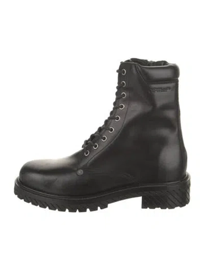 Pre-owned Off-white Leather Combat Boots In Black