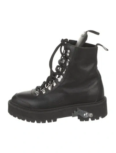 Pre-owned Off-white Leather Combat Boots In Black