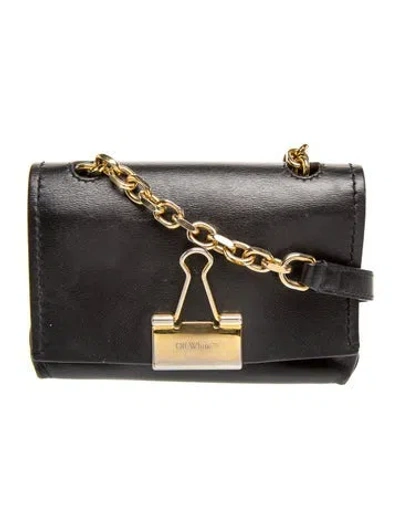 Pre-owned Off-white Leather Crossbody Bag In Black