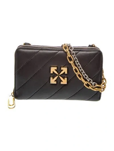 Pre-owned Off-white Leather Crossbody Bag In Black