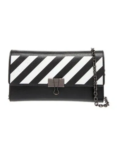 Pre-owned Off-white Leather Crossbody Bag In Black